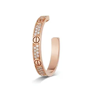 Cartier Серьги Love hoop earrings, medium model, paved, Rose Gold - фото 3