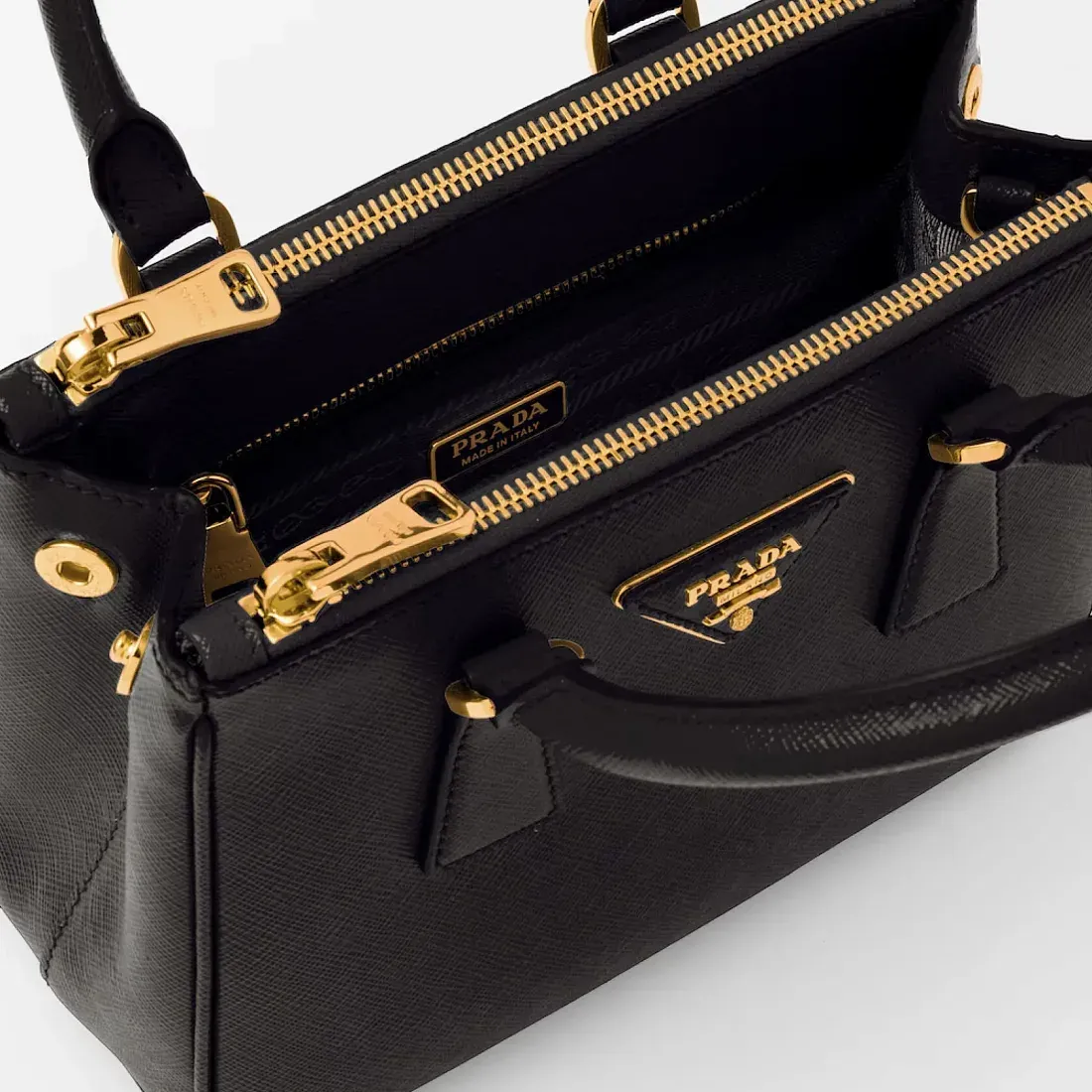 Prada Мини-сумка Galleria из сафьяновой кожи Black - фото 7