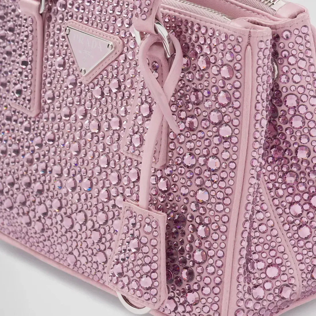 Prada Мини-сумка Galleria из атласа с кристаллами Alabaster Pink - фото 7