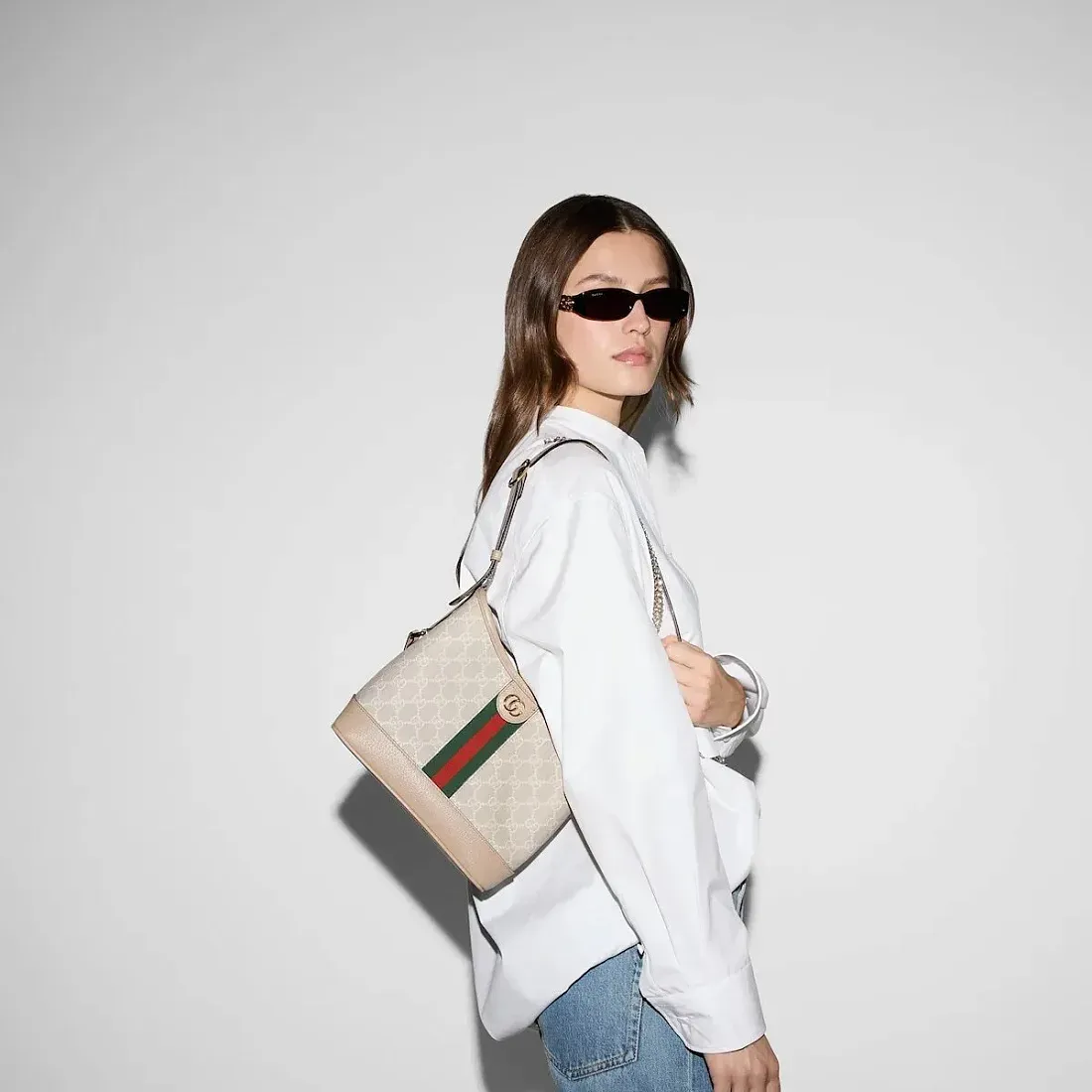 Gucci Cумка на плечо Ophidia White - фото 2