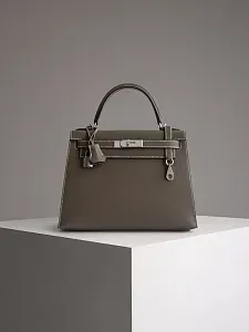 Hermès Cумка Sellier Kelly 28 Etoupe Epsom Palladium Hardware - фото 10
