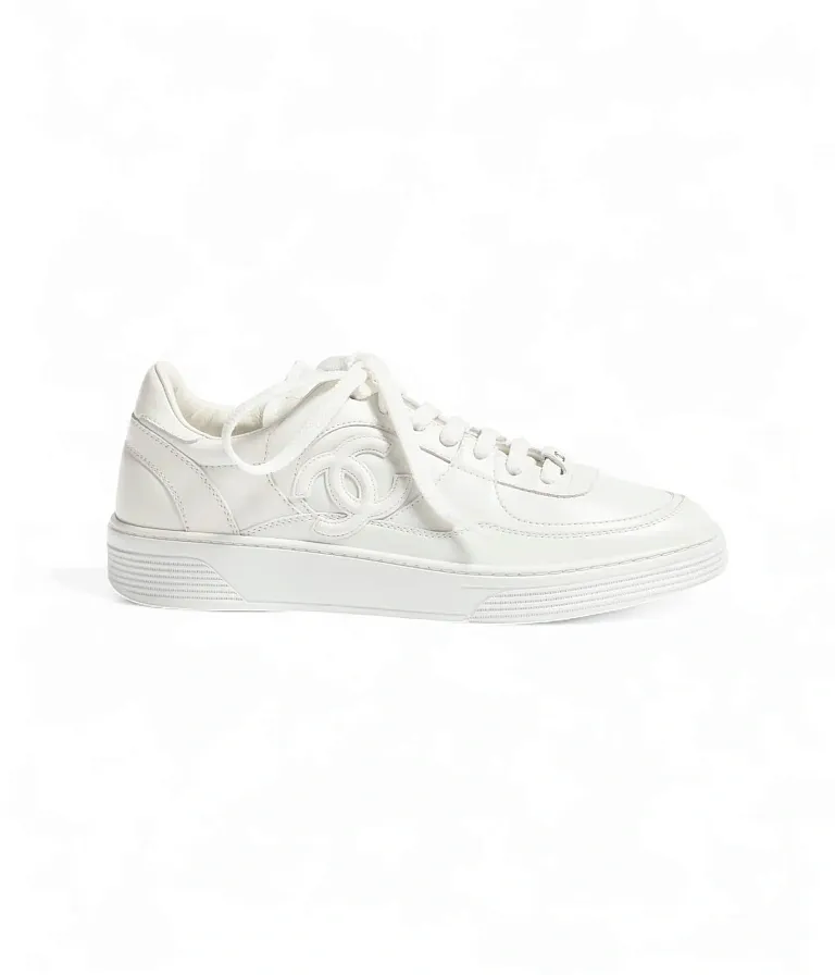 Кожаные кроссовки Chanel White - фото 1