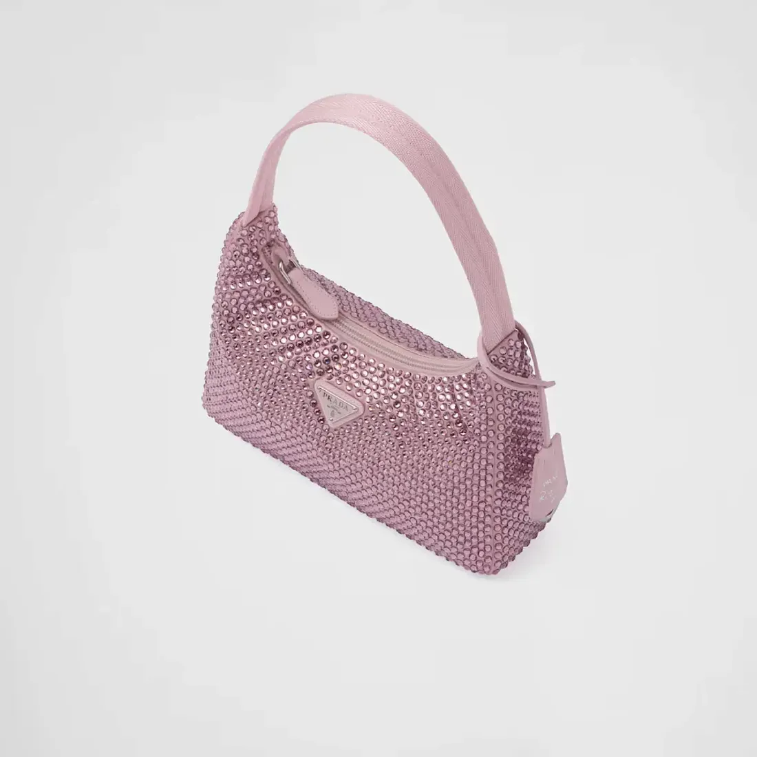 Prada Мини-сумка из сатина с кристаллами Alabaster Pink - фото 3