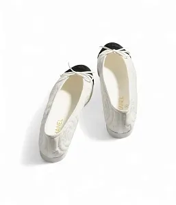 Chanel Тканевые балетки White / Black - фото 2