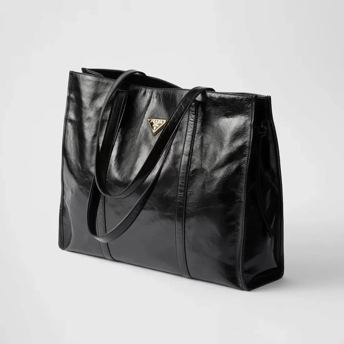 Prada Большая кожаная сумка-тоут Black - фото 2