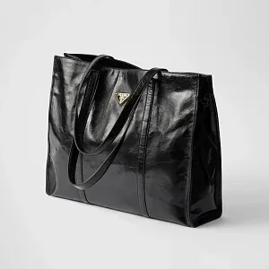 Prada Большая кожаная сумка-тоут Black - фото 2