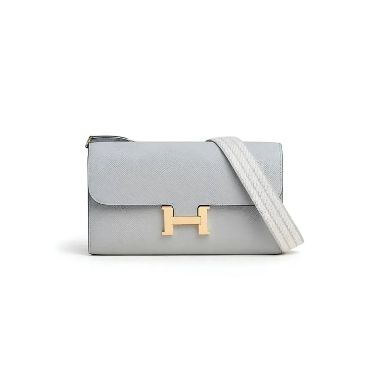 Мини-сумка Hermes Constance To Go Bleu Glacier Gris Pale Epsom Cordage Strap - фото 2