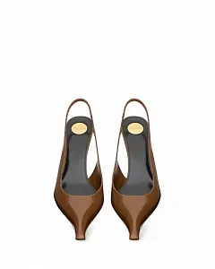 Saint Laurent Туфли-лодочки Miller из полированной кожи Argile - фото 2