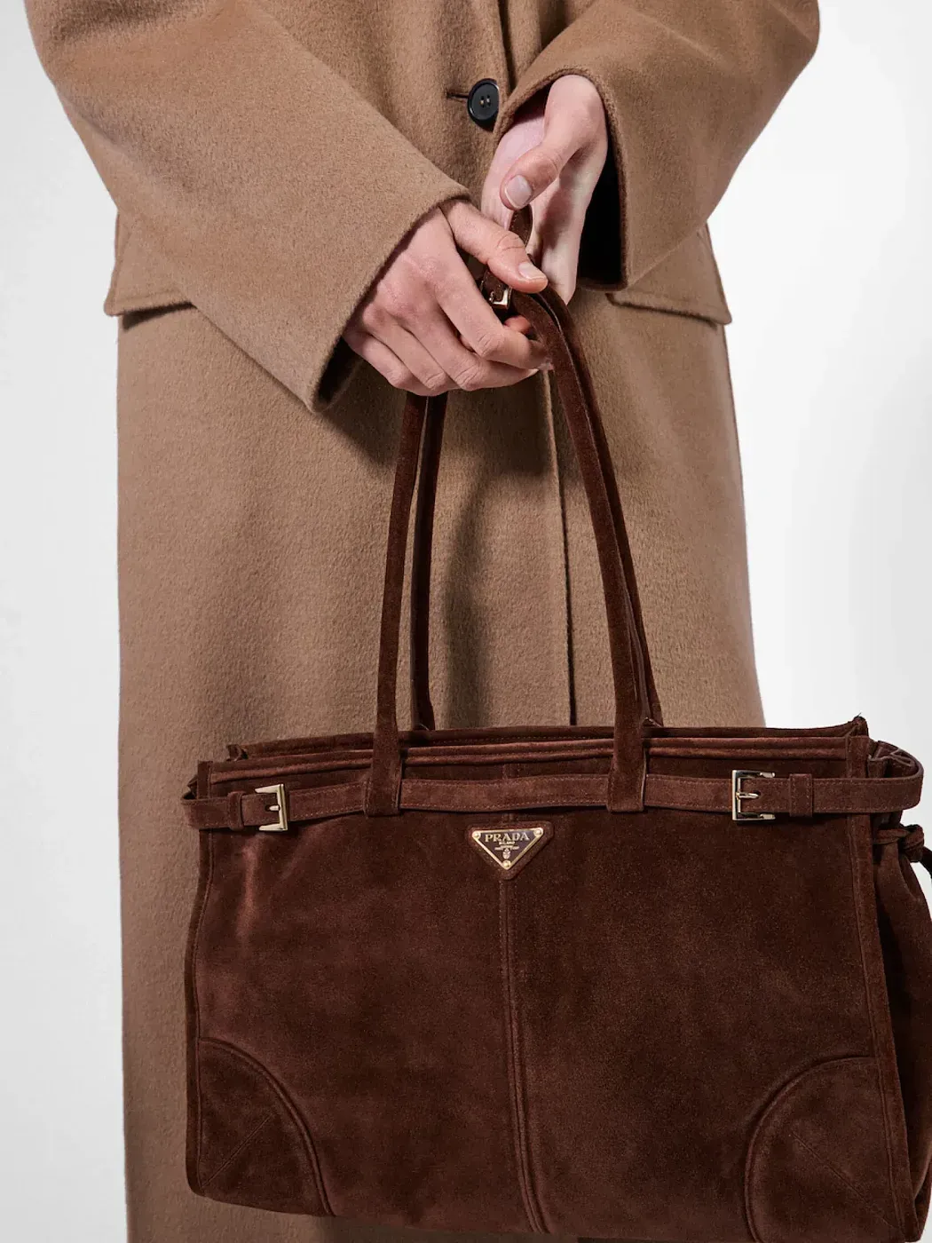 Prada Большая замшевая сумка - фото 9
