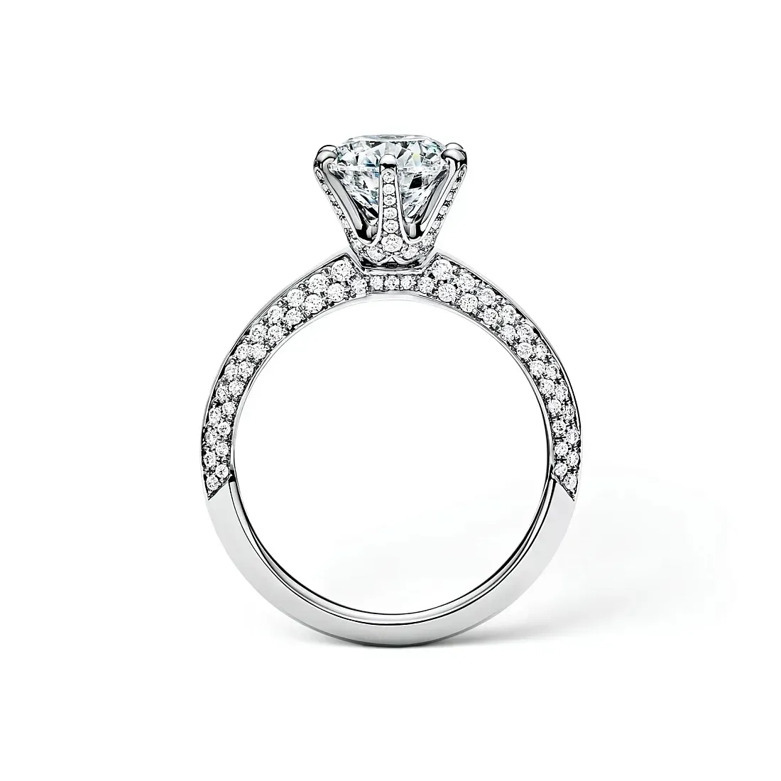 Tiffany & Co. Помолвочное кольцо Setting Engagement Ring with a Pave Diamond Band in Platinum - фото 5