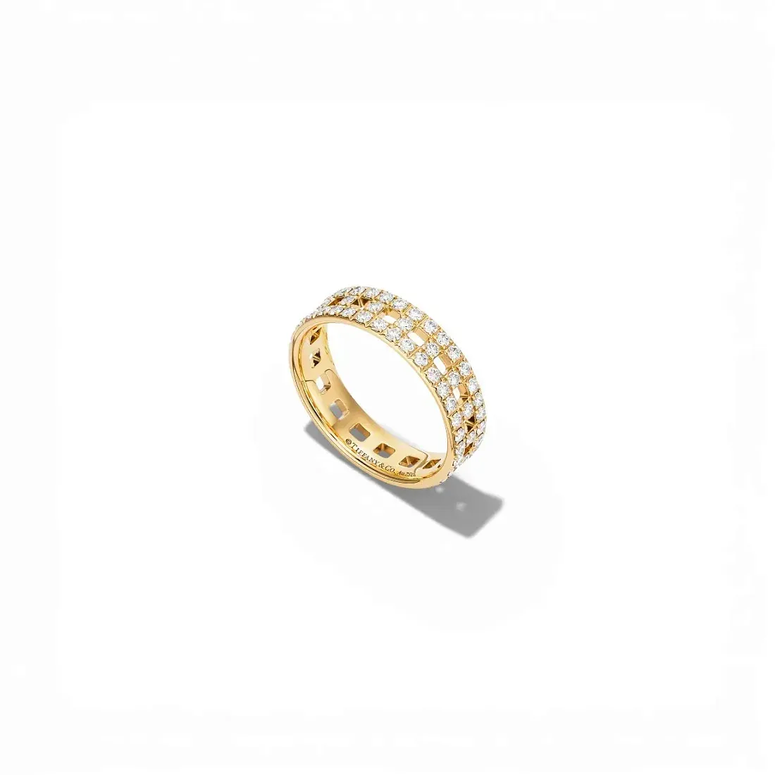 Tiffany & Co. Обручальное кольцо T True Wide Ring in Gold with Pave Diamonds - фото 3