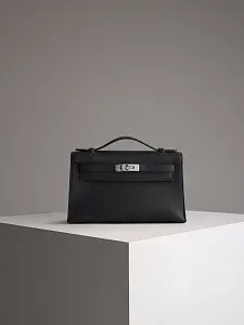 Hermès Сумка Pochette Kelly Mini Black Swift Palladium Hardware - фото 1