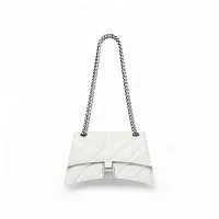 Balenciaga Сумка Crush Chain Quilted in Optic White маленького формата Optic White - фото 1