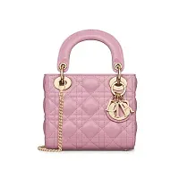 Dior Сумка Lady cannage lambskin мини-формата Hydrangea Pink - фото 1