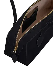 Alaïa Сумка LE TECKEL среднего размера из телячьей кожи нубука Black - фото 4