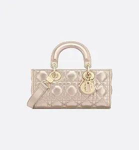 Dior Сумка Lady D-Joy metallic pale gold-tone маленького формата - фото 1