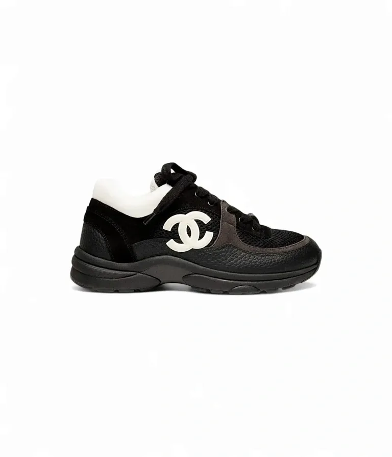 Кожаные кроссовки Chanel Black/White - фото 1