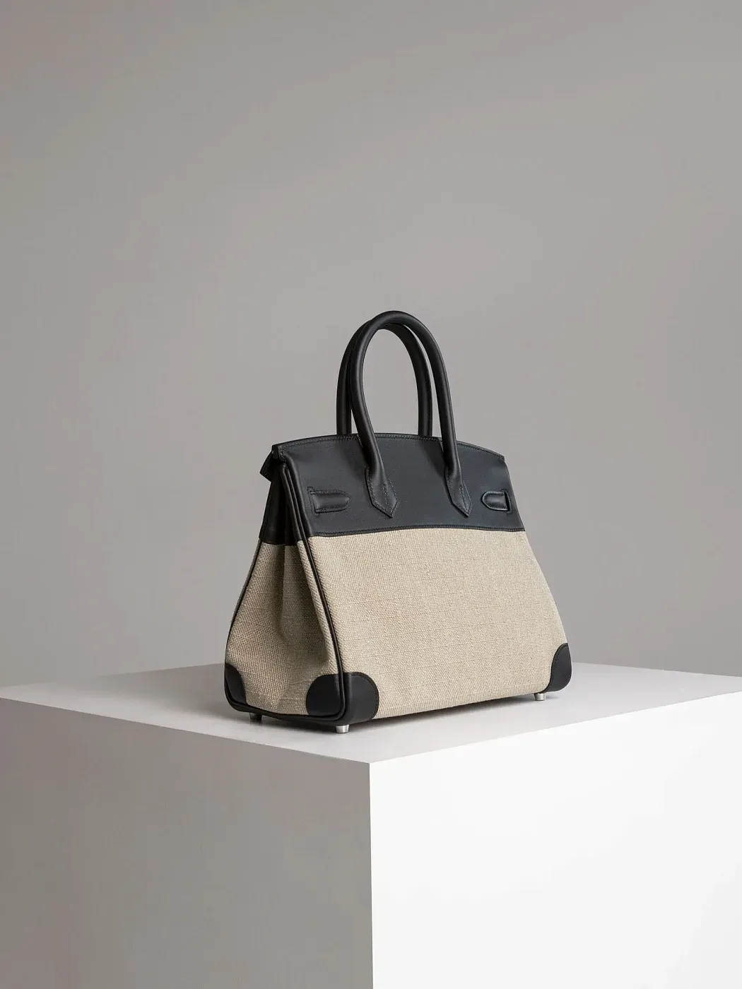 Hermès Cумка Birkin 30 Black Ficelle Toile Swift Palladium Hardware - фото 6