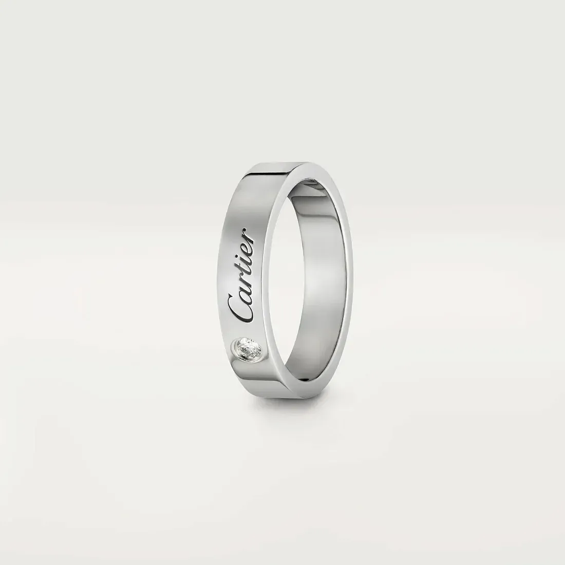 Cartier Обручальное кольцо с 1 бриллиантом C de 4 мм Platinum - фото 3