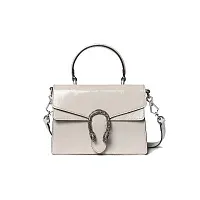 Gucci Мини-сумка с верхней ручкой Dionysus Light Grey Patent - фото 1