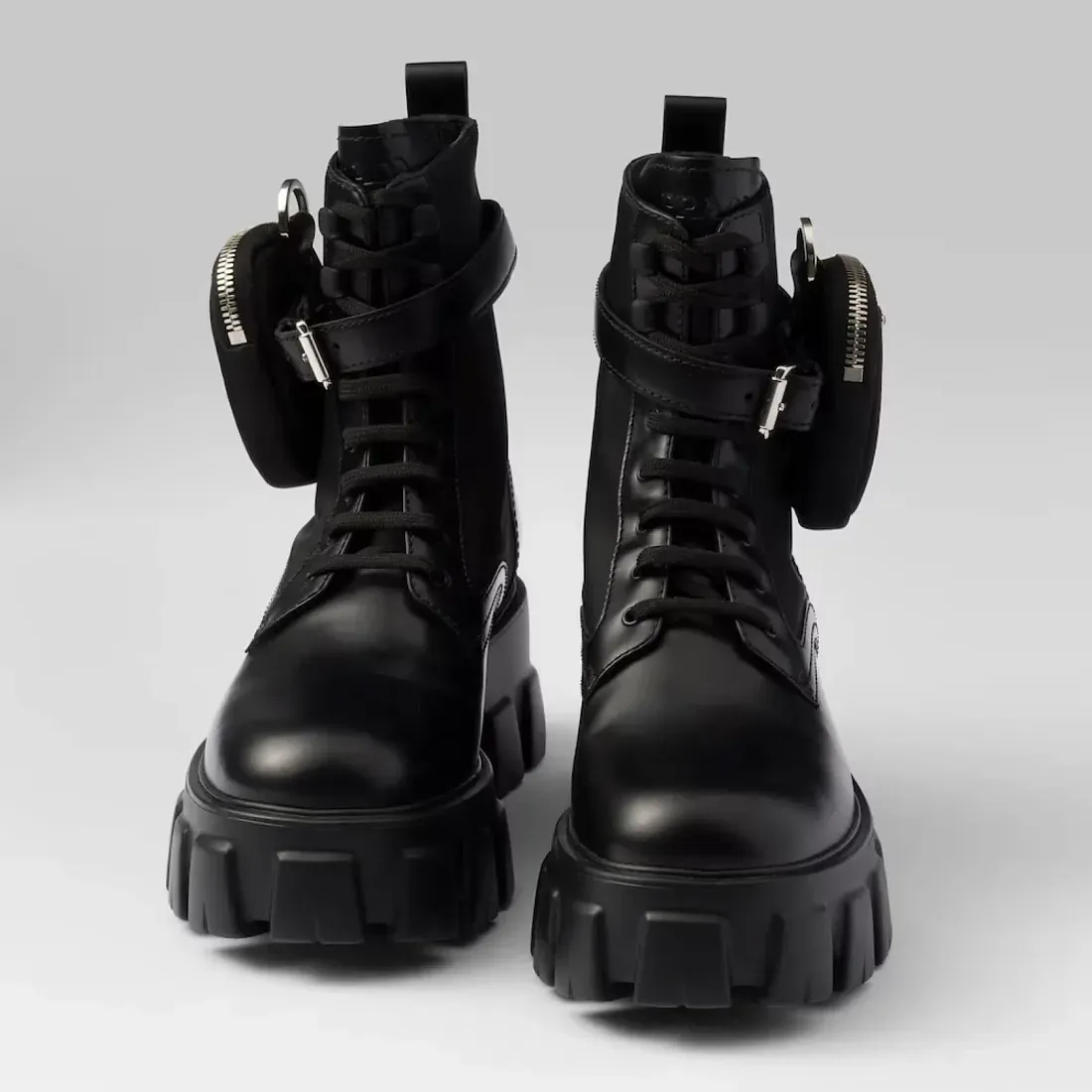 Prada Ботинки Monolith из кожи и Re-Nylon Black - фото 6