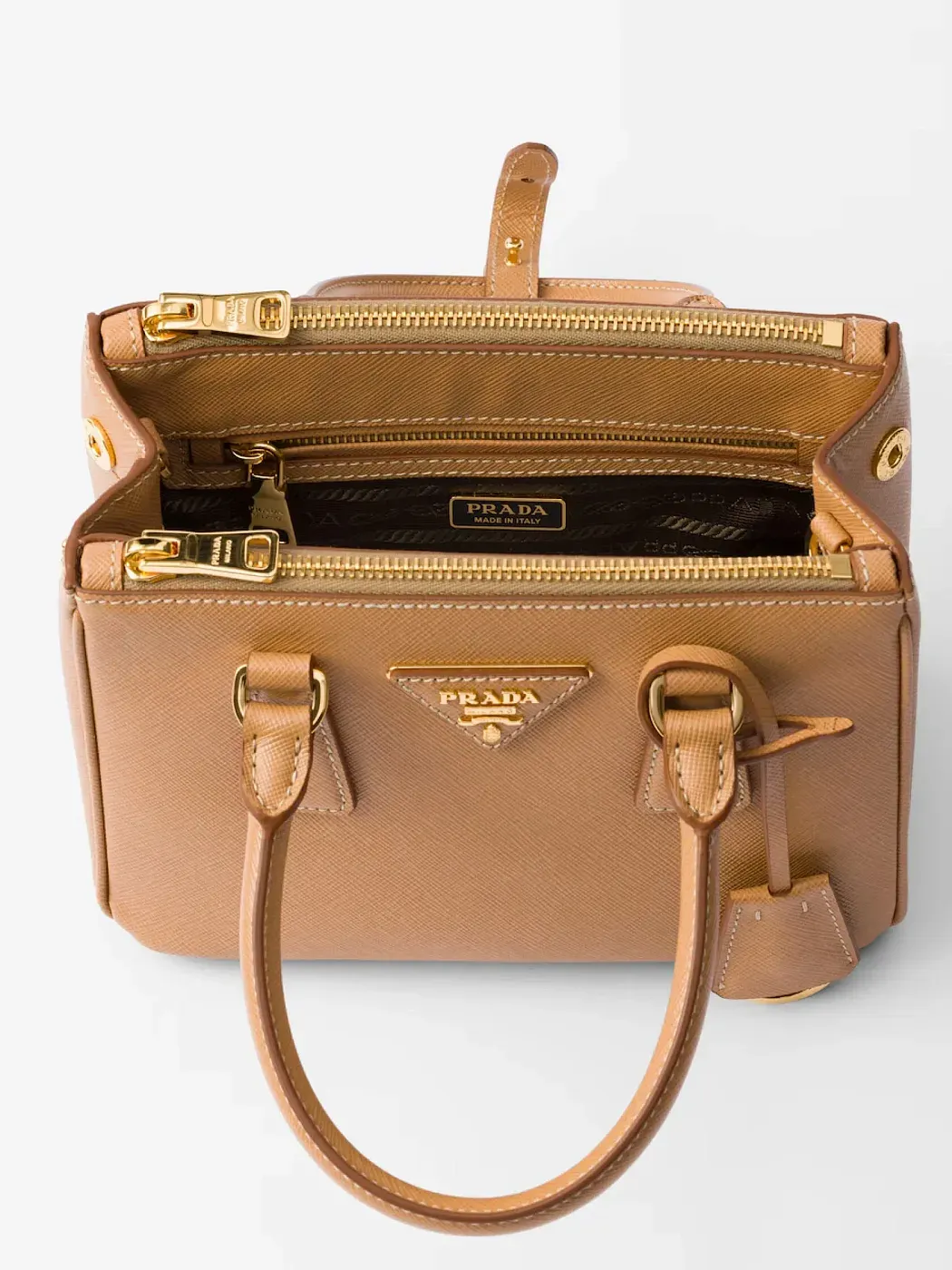 Prada Мини-сумка Galleria из сафьяновой кожи Natural - фото 4