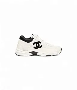 Chanel Кожаные кроссовки White/Black - фото 1