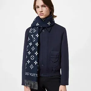 Louis Vuitton Шарф All About Monogram Navy Blue - фото 2