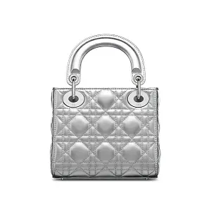 Dior Сумка Lady silver-tone metallic мини-формата - фото 3