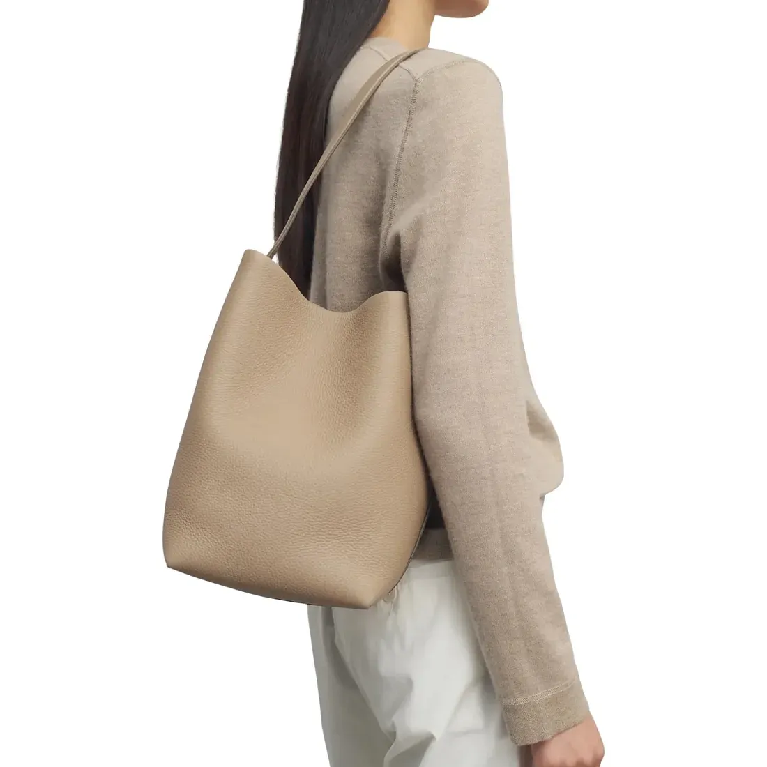 The Row Сумка Medium NS Park Tote Black из кожи Dark Taupe - фото 2