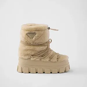Prada Ботильоны apres-ski из овчины Ecru - фото 3