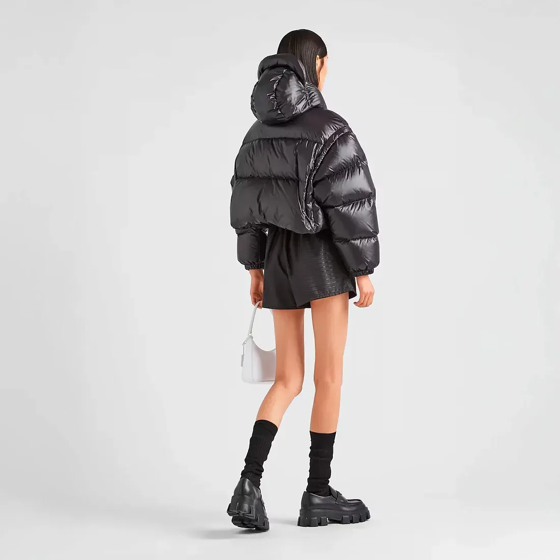 Prada Укороченный пуховик-трансформер из Re-Nylon Black - фото 5