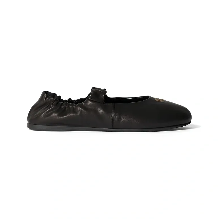 Балетки Ruches nappa leather ballerinas Miu Miu Black - фото 1