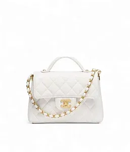 Chanel Маленькая сумка Flap с верхней ручкой White - фото 5