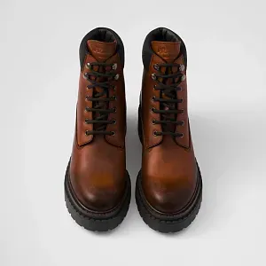 Prada Ботинки из кожи и Re-Nylon Cognac - фото 4