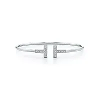 Tiffany & Co. Браслет T Diamond Wire Bracelet White Gold - фото 1