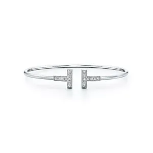 Tiffany & Co. Браслет T Diamond Wire Bracelet White Gold - фото 1