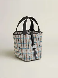 Hermès Сумка Picotin 18 Ecru Noir Fauve Bleu Zanzibar H Canvas Swift Palladium Hardware - фото 2