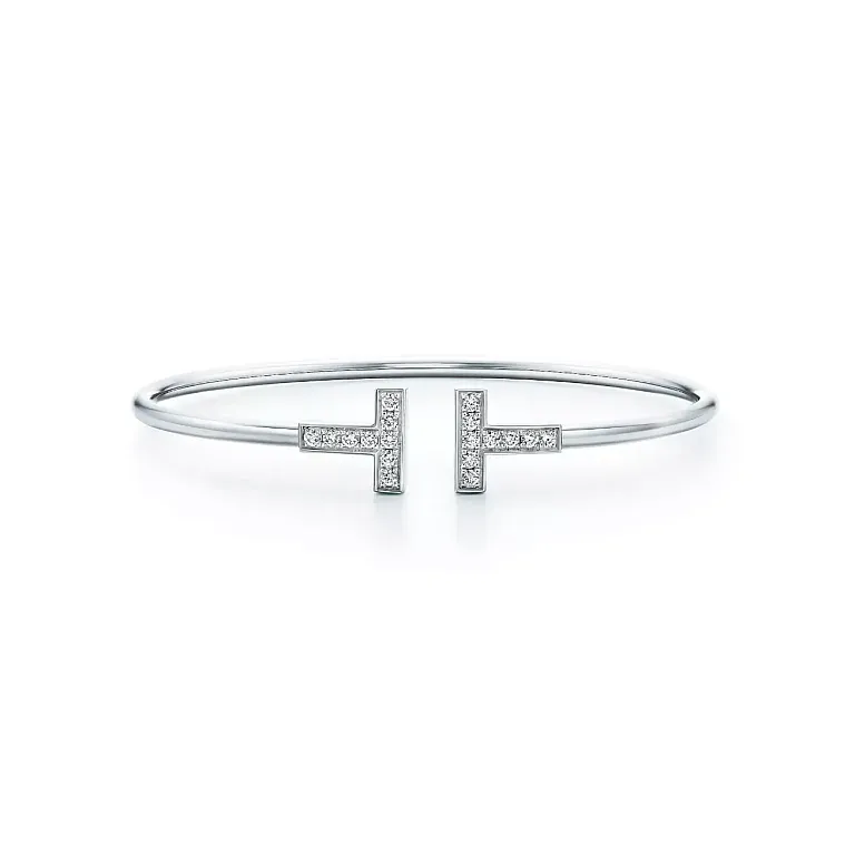Браслет Tiffany T Diamond Wire Bracelet White Gold - фото 1