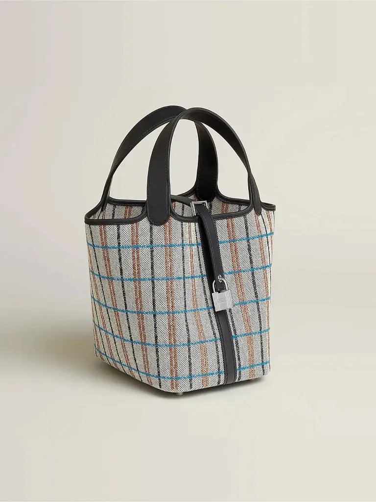 Сумка Picotin 18 Ecru Noir Fauve Bleu Zanzibar H Canvas Swift Palladium Hardware Hermes - фото 2