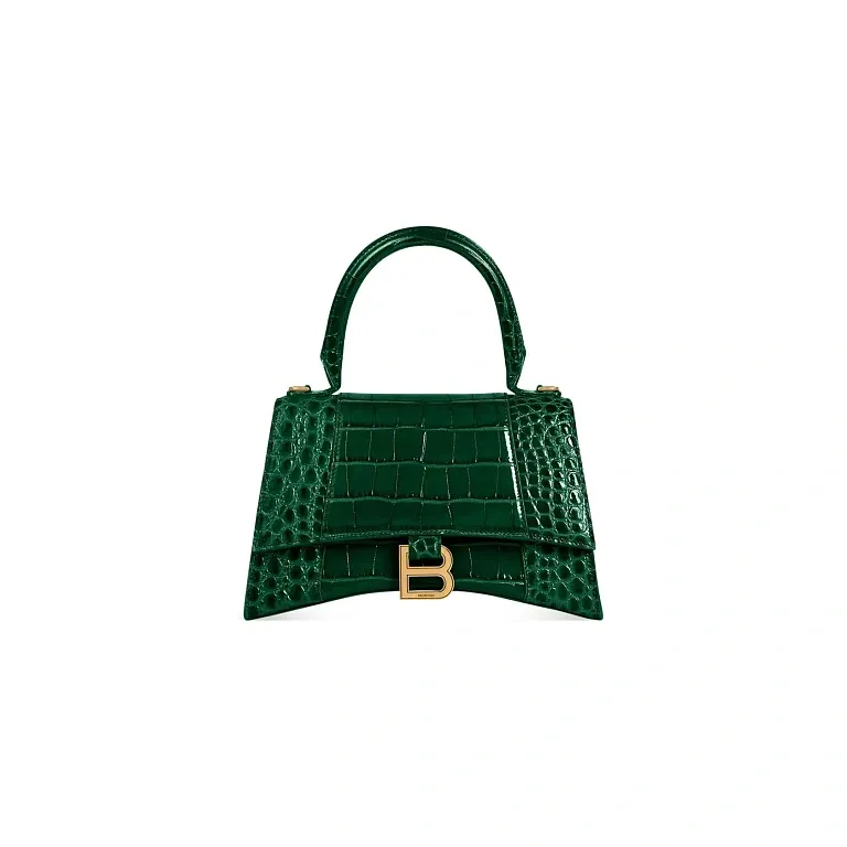 Сумка Hourglass Crocodile Embossed маленького формата Balenciaga Forest Green - фото 1