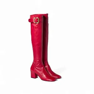 Miu Miu Сапоги из кожи наппа с пряжкой Red - фото 1