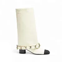 Chanel Кожаные сапоги Ivory/Black - фото 1