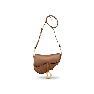 Dior Сумка с ремнем Soft Saddle camel мини-формата - фото 1
