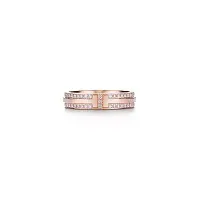 Tiffany & Co. Кольцо T Narrow Diamond Pave Ring Rose Gold - фото 1