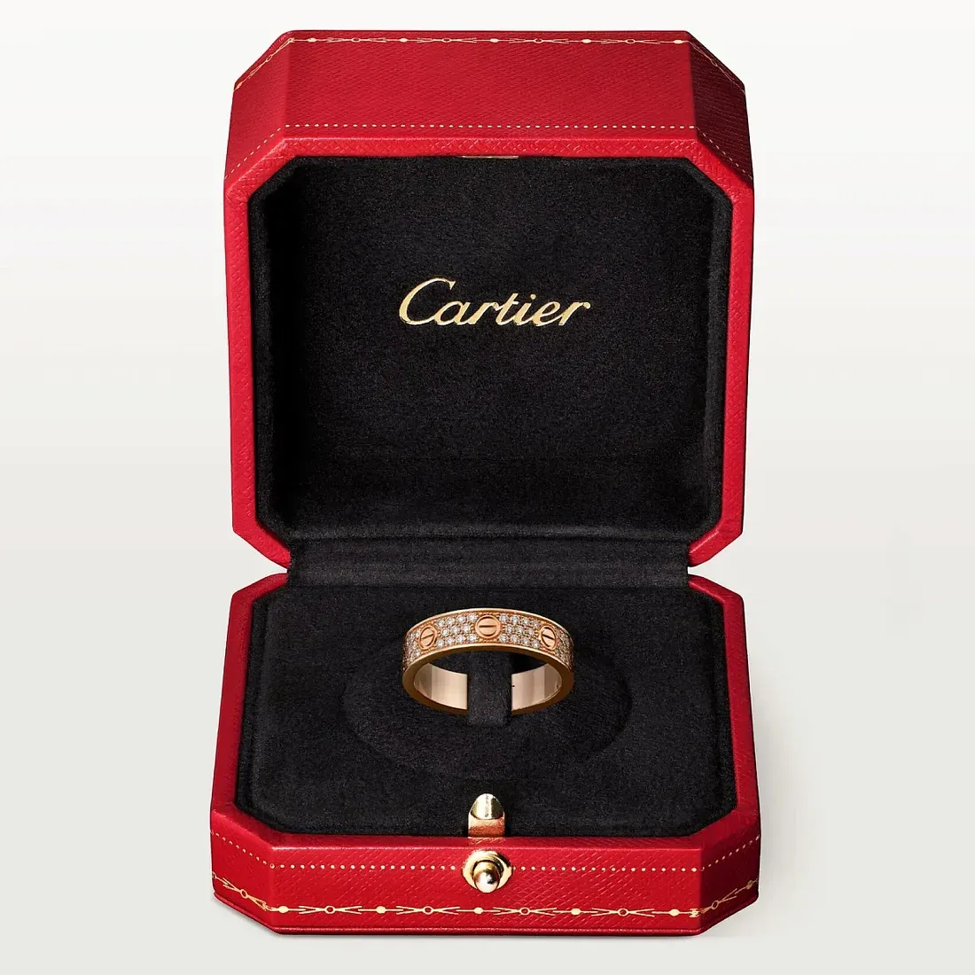 Cartier Обручальное кольцо Love с бриллиантовым паве Men Rose Gold - фото 4