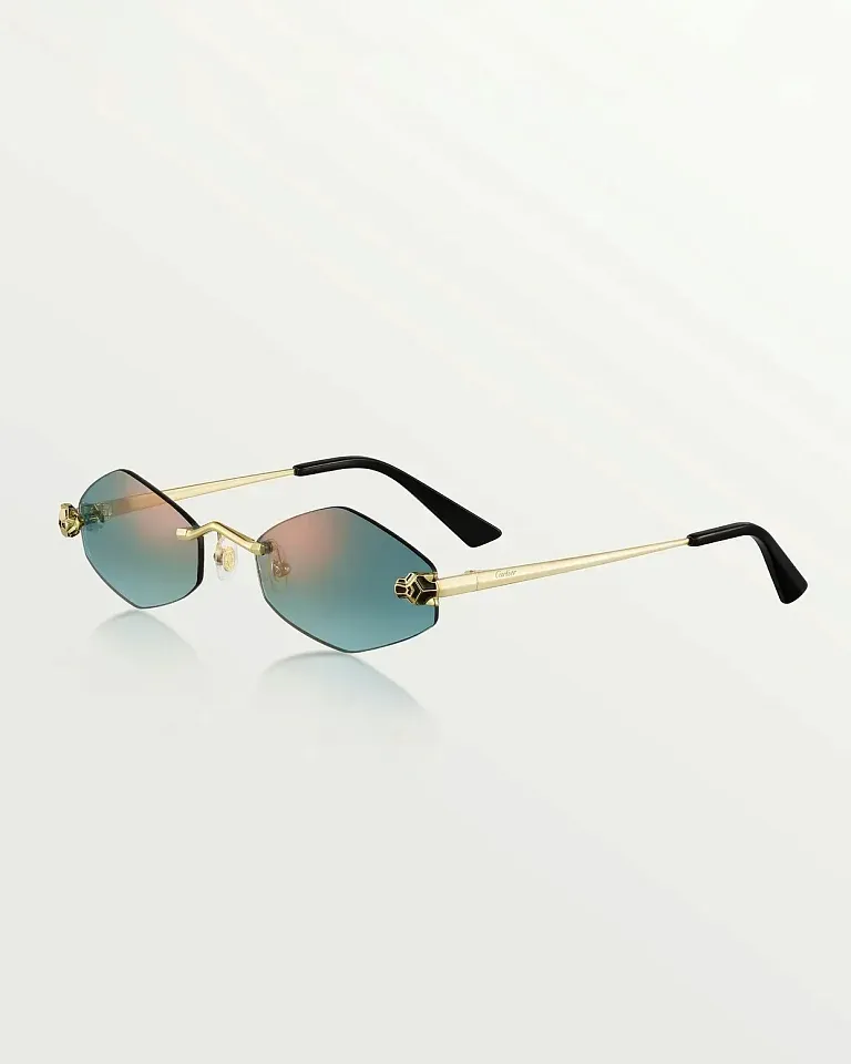 Солнцезащитные очки с ромбовидным узором Panthere Cartier Golden Green - фото 1
