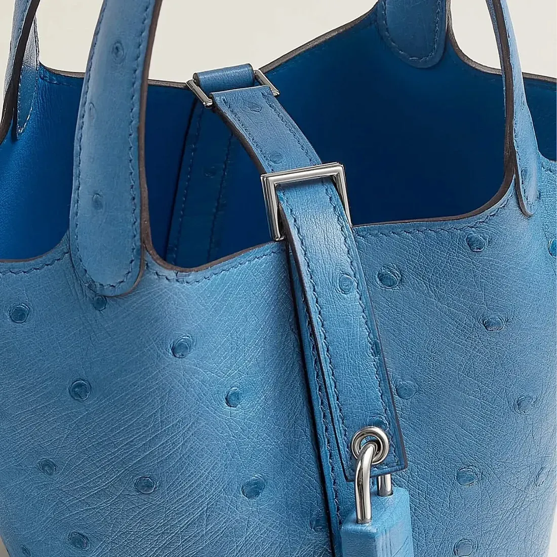 Hermès Сумка Picotin Micro Mykonos Ostrich Palladium Hardware - фото 3