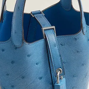 Hermès Сумка Picotin Micro Mykonos Ostrich Palladium Hardware - фото 3