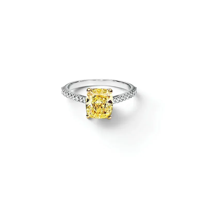 Помолвочное кольцо Tiffany Novo Yellow Diamond Engagement Ring with a Pave Diamond Platinum Band - фото 1
